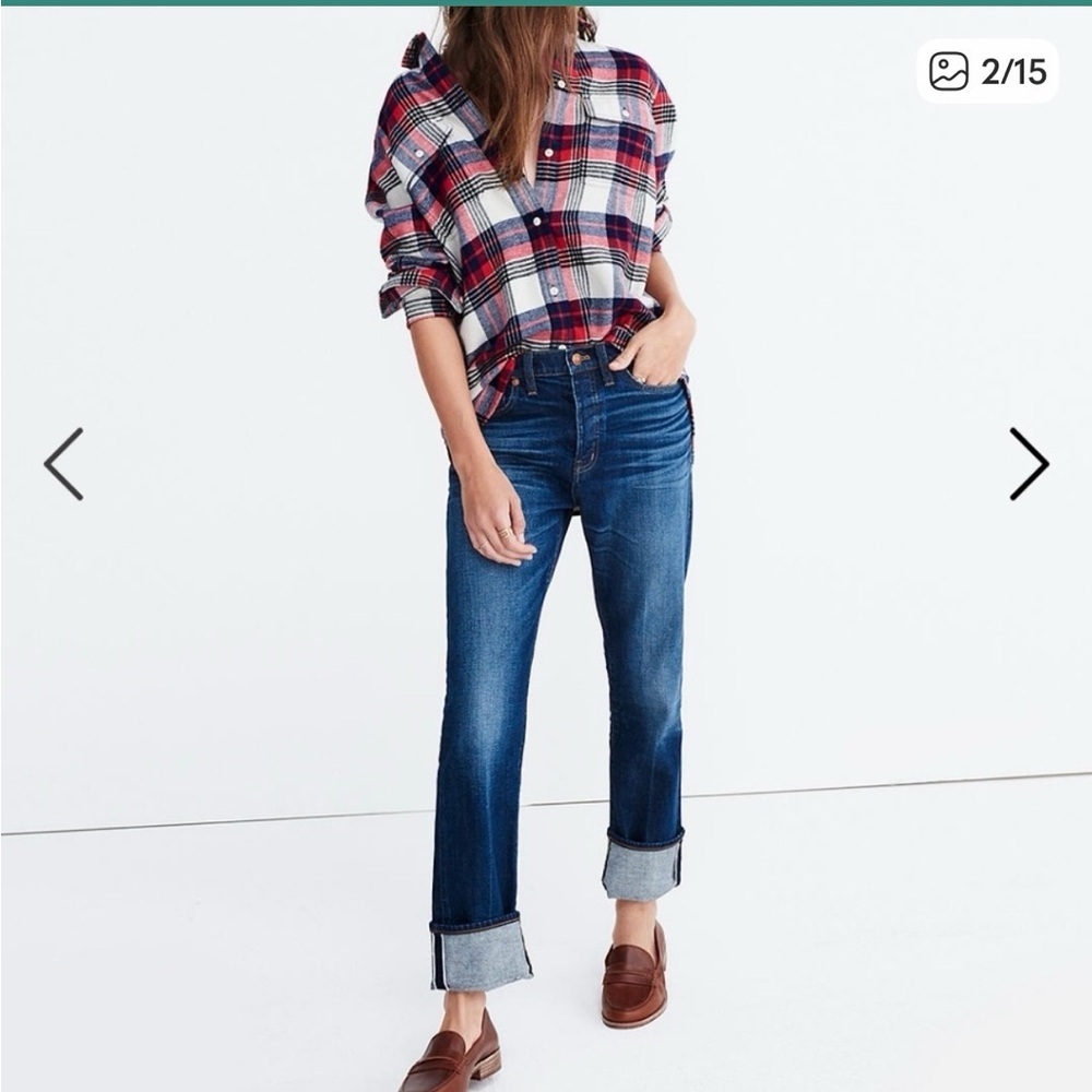Madewell womens Classic Flannel Ex-boyfriend button down shirt size medium - Picture 2 of 8